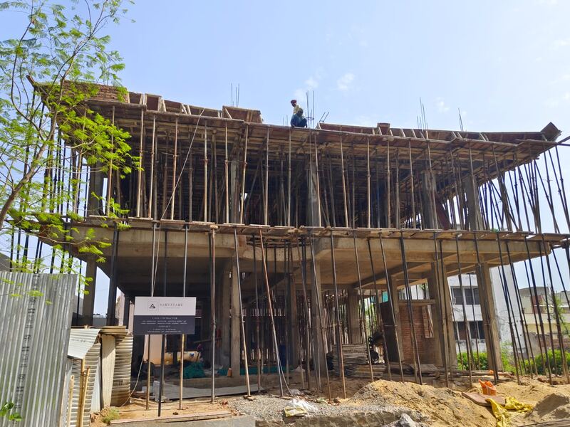 A slab shuttered and propped ahead of the pour
